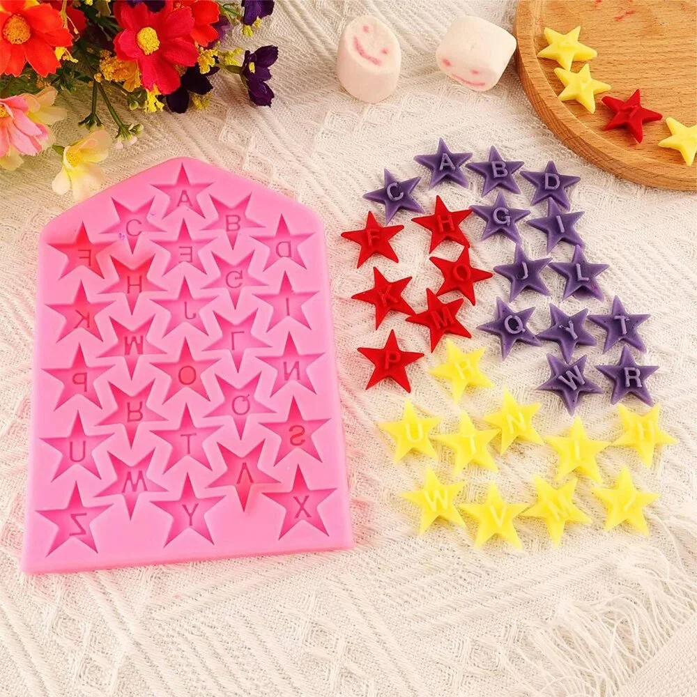 Star Silicone Molds Star Shaped Chocolate Five-point Star Candy Molds Alphabet